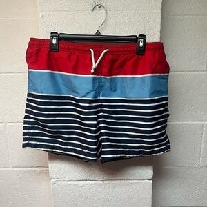 H&M Red and Blue Colorblock Swim Trunks